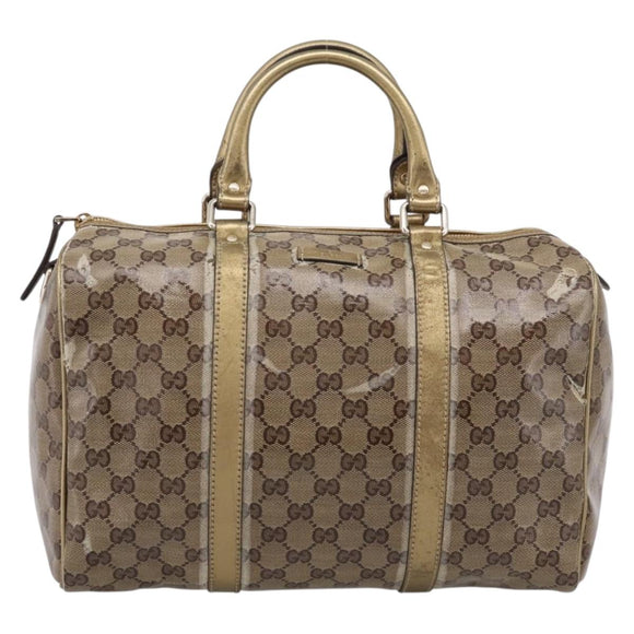 GUCCI GG Crystal Boston Bag Coated Canvas Gold 193603 Auth 197908