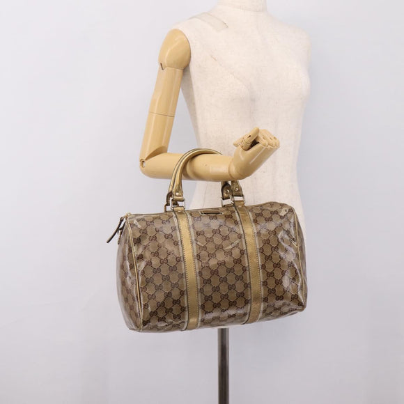 GUCCI GG Crystal Boston Bag Coated Canvas Gold 193603 Auth 197908