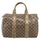 GUCCI GG Crystal Boston Bag Coated Canvas Gold 193603 Auth 197908-3