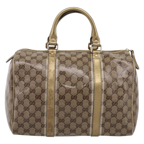 GUCCI GG Crystal Boston Bag Coated Canvas Gold 193603 Auth 197908