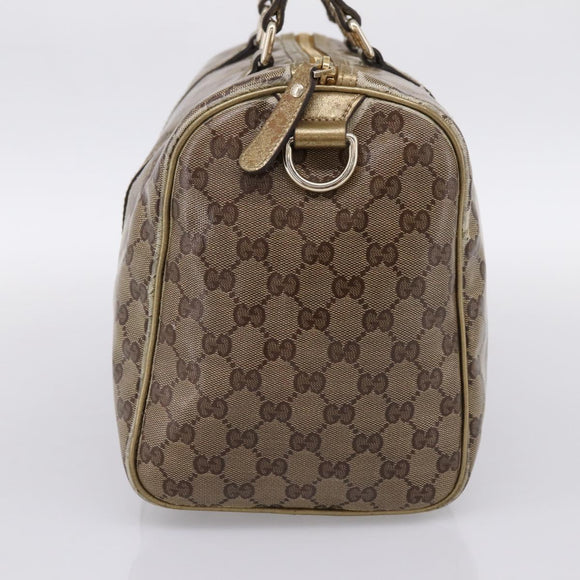 GUCCI GG Crystal Boston Bag Coated Canvas Gold 193603 Auth 197908