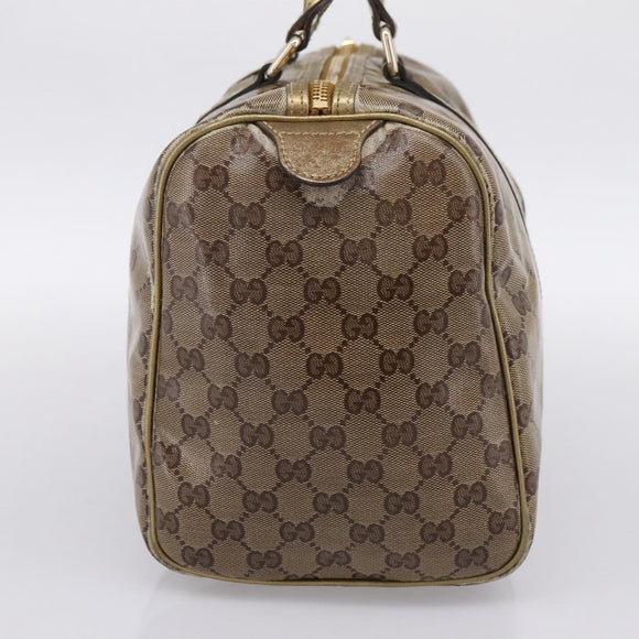 GUCCI GG Crystal Boston Bag Coated Canvas Gold 193603 Auth 197908