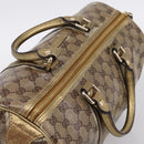 GUCCI GG Crystal Boston Bag Coated Canvas Gold 193603 Auth 197908-6