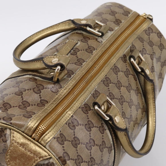 GUCCI GG Crystal Boston Bag Coated Canvas Gold 193603 Auth 197908