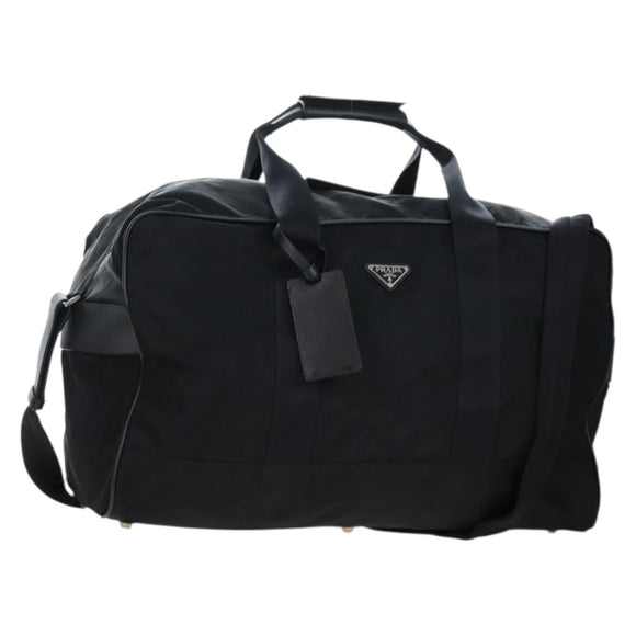PRADA Boston Bag Nylon 2way Black Silver Auth 197909V