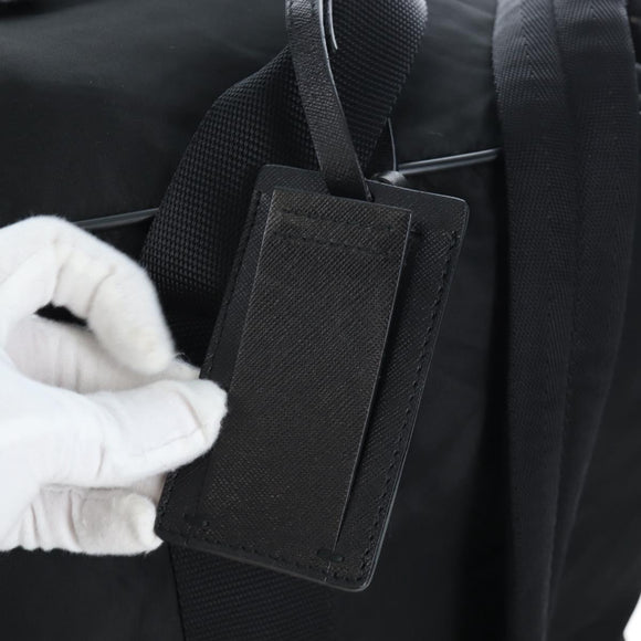 PRADA Boston Bag Nylon 2way Black Silver Auth 197909V