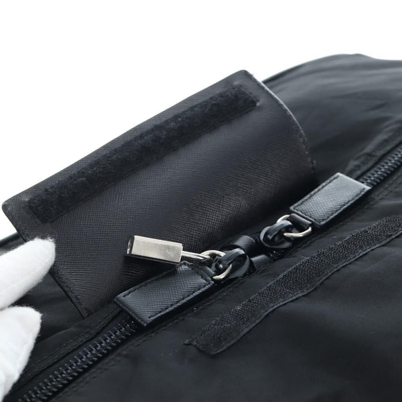 PRADA Boston Bag Nylon 2way Black Silver Auth 197909V