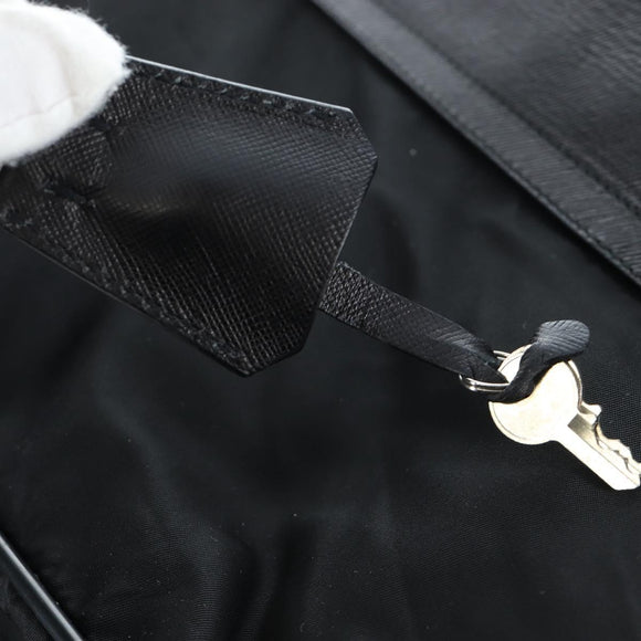 PRADA Boston Bag Nylon 2way Black Silver Auth 197909V