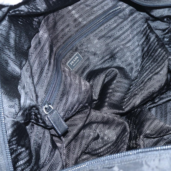 PRADA Boston Bag Nylon 2way Black Silver Auth 197909V