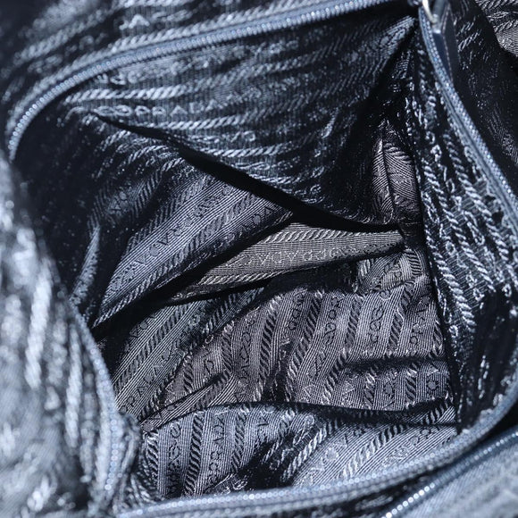PRADA Boston Bag Nylon 2way Black Silver Auth 197909V
