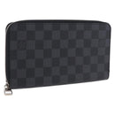 LOUIS VUITTON Damier Graphite Zippy Organizer Long Wallet N63077 LV Auth 197913A-1
