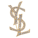 SAINT LAURENT Rhine Stone Brooch Metal Gold Tone Auth 197917M-1