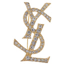 SAINT LAURENT Rhine Stone Brooch Metal Gold Tone Auth 197917M-2