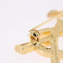 SAINT LAURENT Rhine Stone Brooch Metal Gold Tone Auth 197917M-9