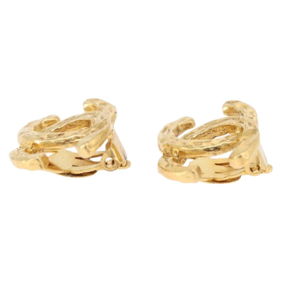 CHANEL Earring Metal Gold Tone CC Auth 197919M