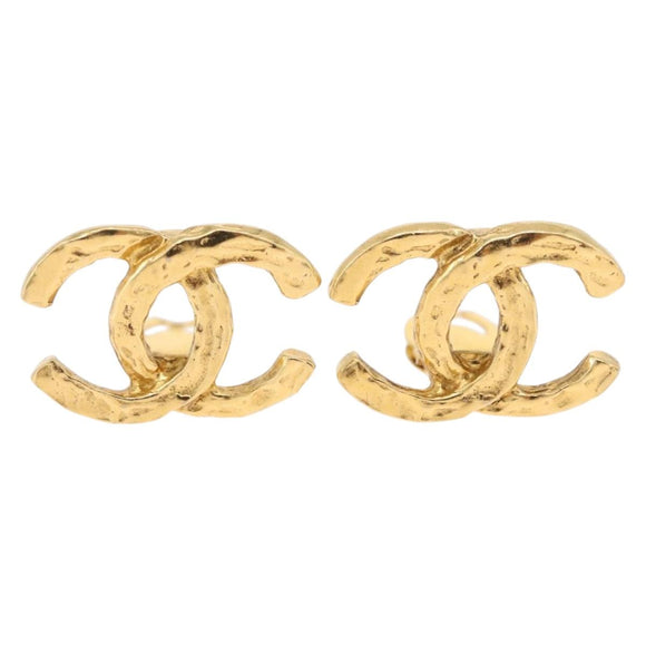 CHANEL Earring Metal Gold Tone CC Auth 197919M