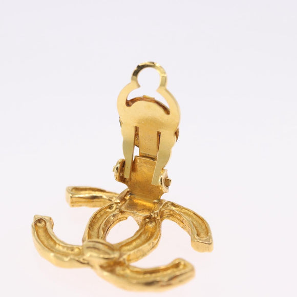 CHANEL Earring Metal Gold Tone CC Auth 197919M