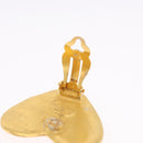 CHANEL Heart Earring Metal Gold Tone CC Auth 197921M-11