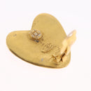 CHANEL Heart Earring Metal Gold Tone CC Auth 197921M-12