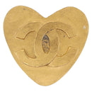 CHANEL Heart Earring Metal Gold Tone CC Auth 197921M-3