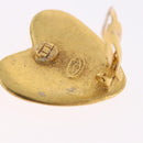 CHANEL Heart Earring Metal Gold Tone CC Auth 197921M-7