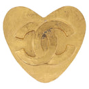 CHANEL Heart Earring Metal Gold Tone CC Auth 197921M-8
