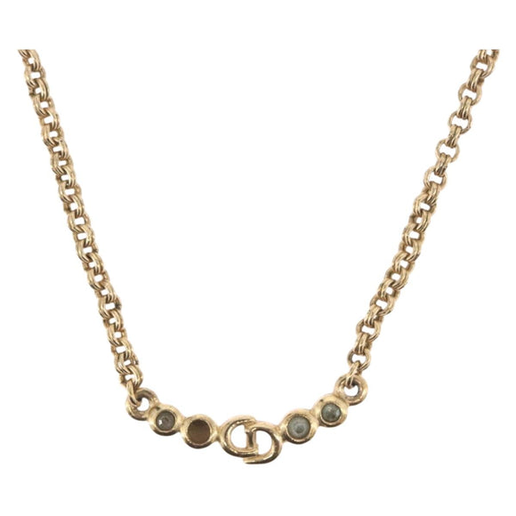 Christian Dior Necklace Metal Gold Tone Auth 197923