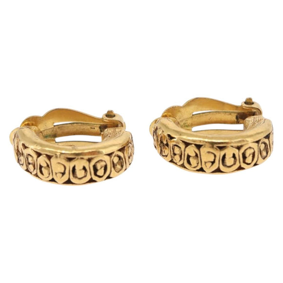 CHANEL Earring Metal Gold Tone CC Auth 197925