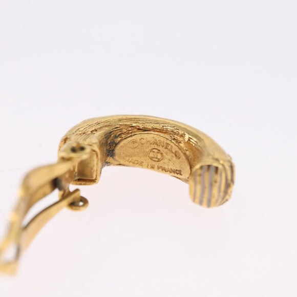CHANEL Earring Metal Gold Tone CC Auth 197925