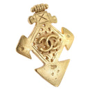 CHANEL Brooch Metal Gold Tone CC Auth 197927M-1