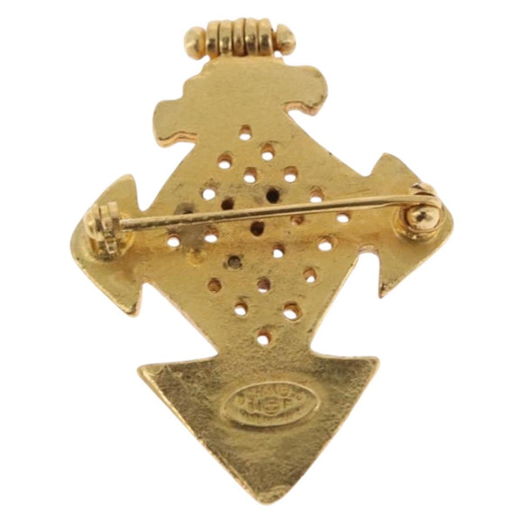 CHANEL Brooch Metal Gold Tone CC Auth 197927M
