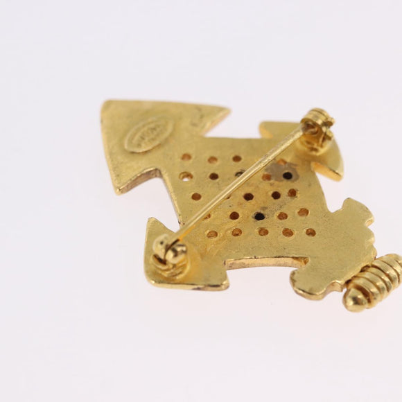 CHANEL Brooch Metal Gold Tone CC Auth 197927M