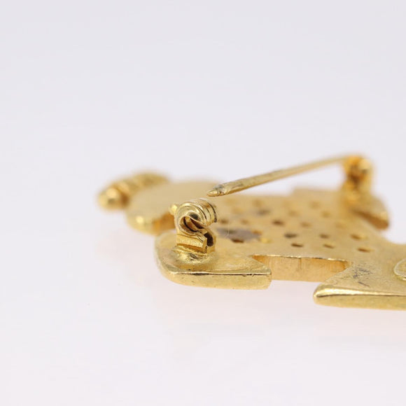 CHANEL Brooch Metal Gold Tone CC Auth 197927M