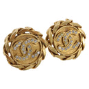 CHANEL Earring Metal Gold Tone CC Auth 197928M-1