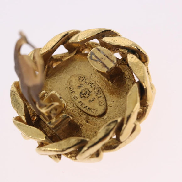 CHANEL Earring Metal Gold Tone CC Auth 197928M