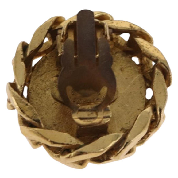 CHANEL Earring Metal Gold Tone CC Auth 197928M
