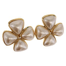 CHANEL Pearl Earring Metal Gold Tone CC Auth 197929-1