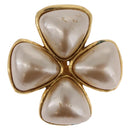 CHANEL Pearl Earring Metal Gold Tone CC Auth 197929-3