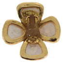 CHANEL Pearl Earring Metal Gold Tone CC Auth 197929-9
