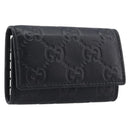 GUCCI GG Canvas Guccissima Key Case Leather Black Gold Tone 138093 Auth 197933V-1