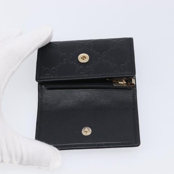 GUCCI GG Canvas Guccissima Key Case Leather Black Gold Tone 138093 Auth 197933V