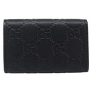 GUCCI GG Canvas Guccissima Key Case Leather Black Gold Tone 138093 Auth 197933V-2