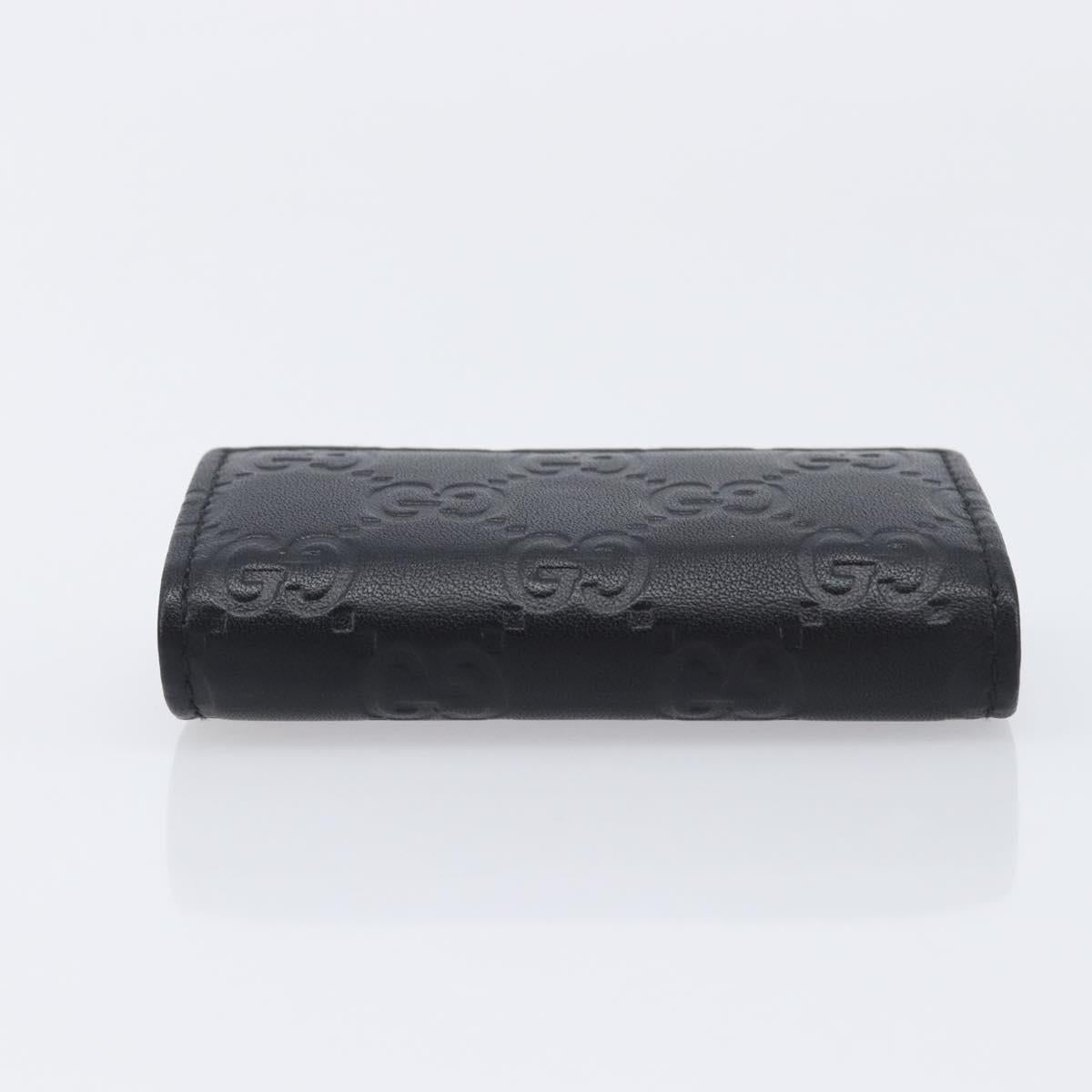 GUCCI GG Canvas Guccissima Key Case Leather Black Gold Tone 138093
