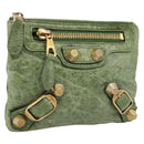 Balenciaga Wallet Leather Green Gold 186191 Auth 197936A-1