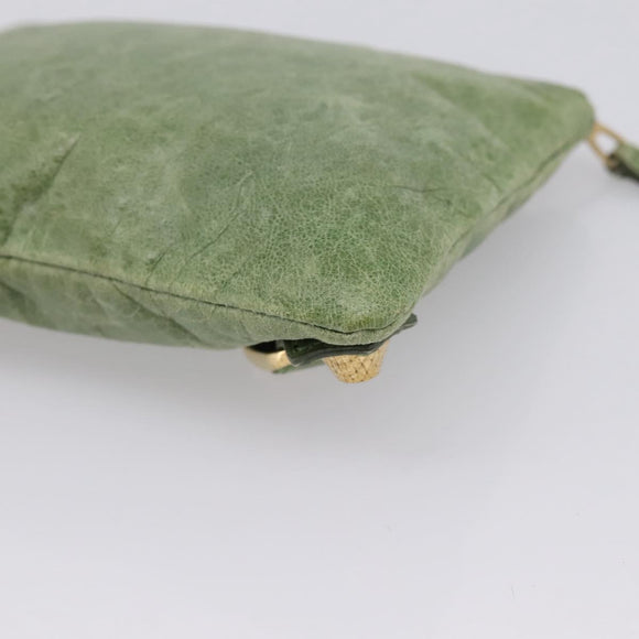 Balenciaga Wallet Leather Green Gold 186191 Auth 197936A