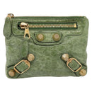 Balenciaga Wallet Leather Green Gold 186191 Auth 197936A-13