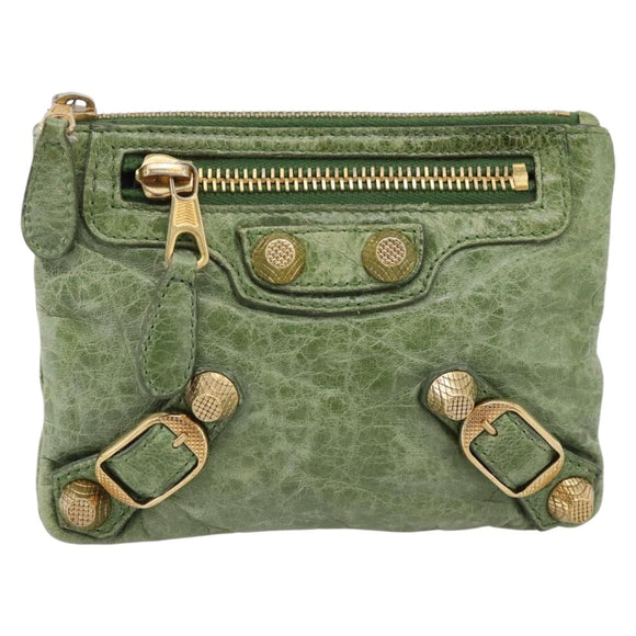 Balenciaga Wallet Leather Green Gold 186191 Auth 197936A