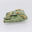 Balenciaga Wallet Leather Green Gold 186191 Auth 197936A-3