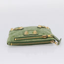 Balenciaga Wallet Leather Green Gold 186191 Auth 197936A-5