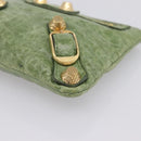 Balenciaga Wallet Leather Green Gold 186191 Auth 197936A-7